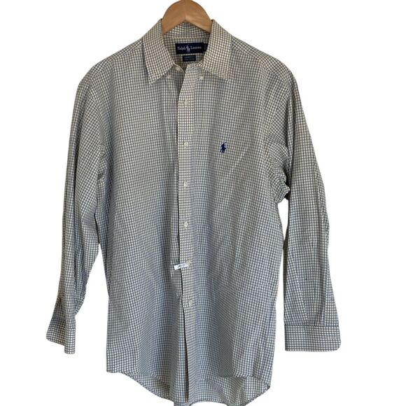 Ralph Lauren Yarmouth Button Down Shirt‎ Mens Size 16 32/33 Yellow Blue - Picture 1 of 9